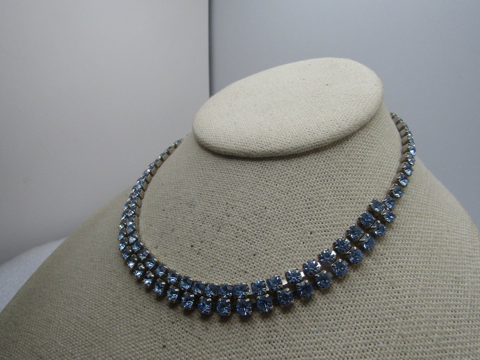 Vintage Coro Blue Rhinestone Necklace Set, Bracelet, Earrings Set, 1940's-1950's - 10