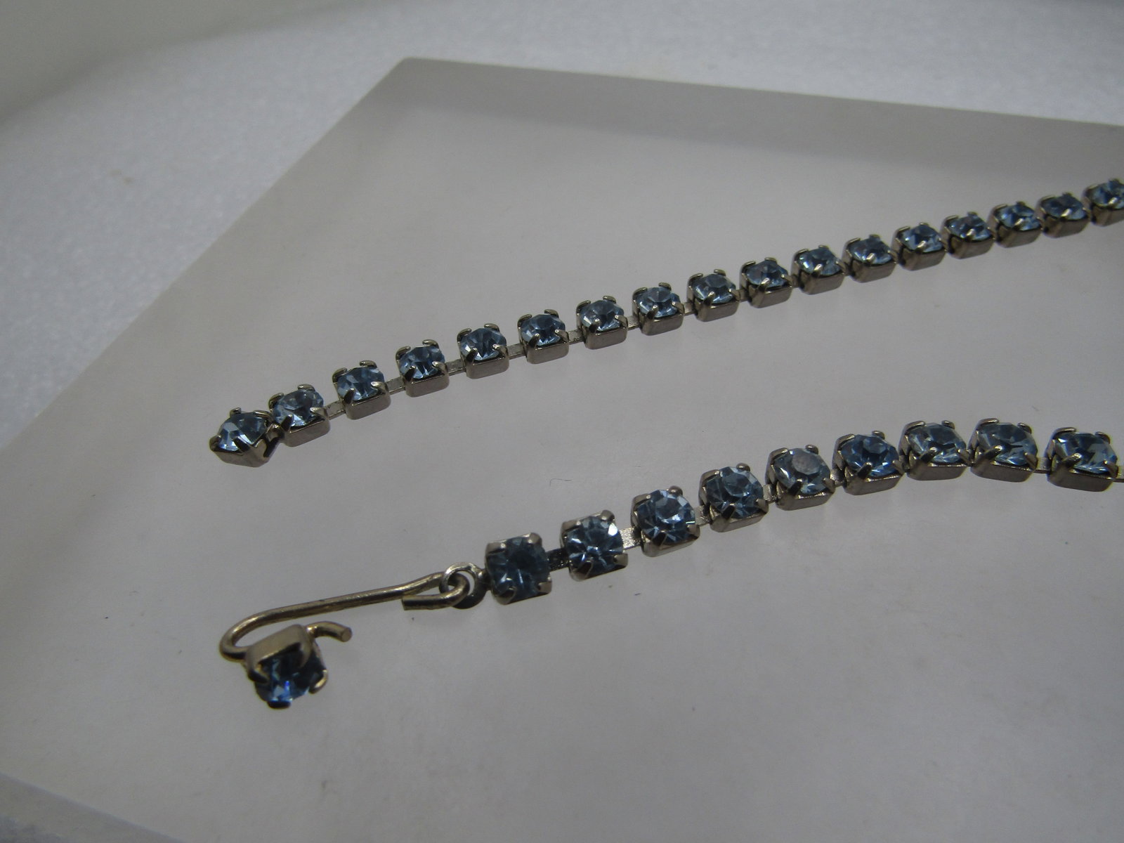Vintage Coro Blue Rhinestone Necklace Set, Bracelet, Earrings Set, 1940's-1950's - 13