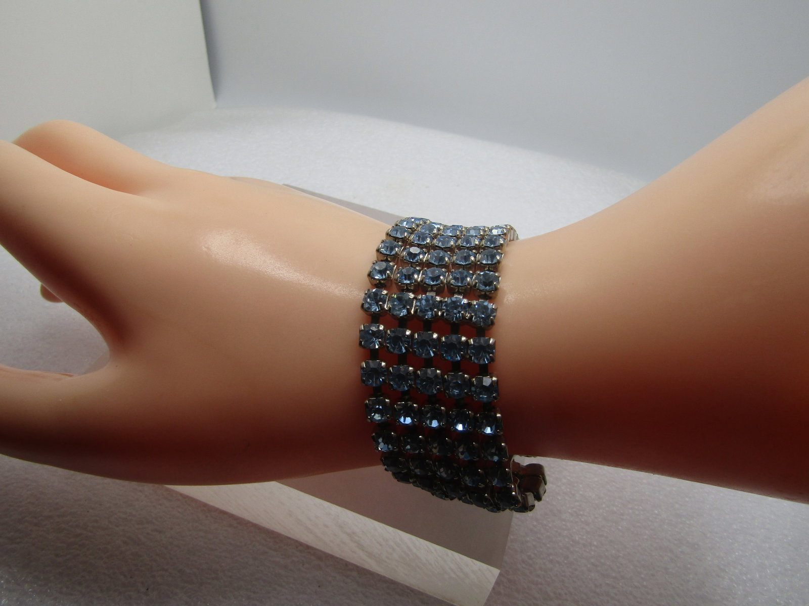 Vintage Coro Blue Rhinestone Necklace Set, Bracelet, Earrings Set, 1940's-1950's - 16