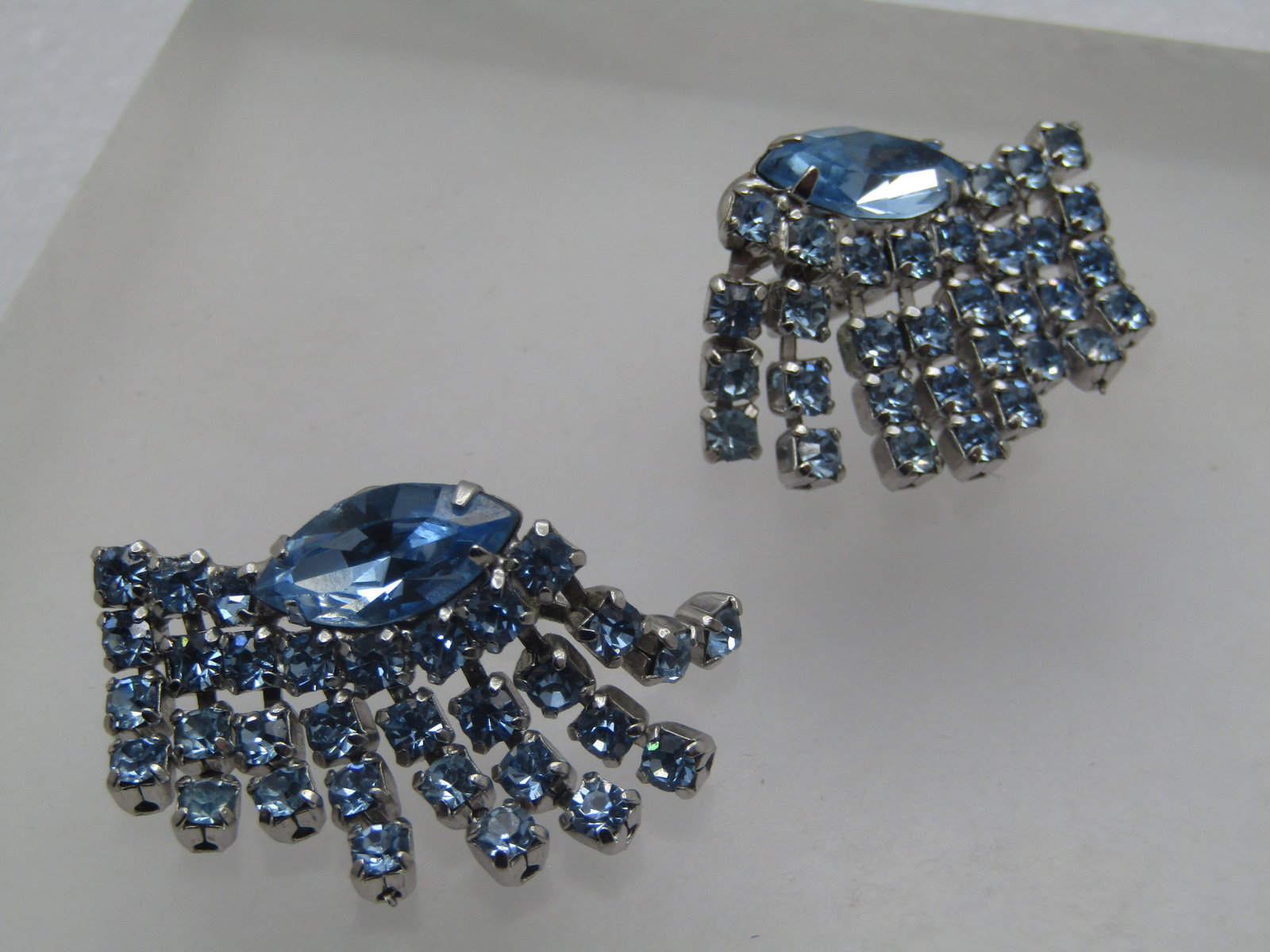 Vintage Coro Blue Rhinestone Necklace Set, Bracelet, Earrings Set, 1940's-1950's - 8