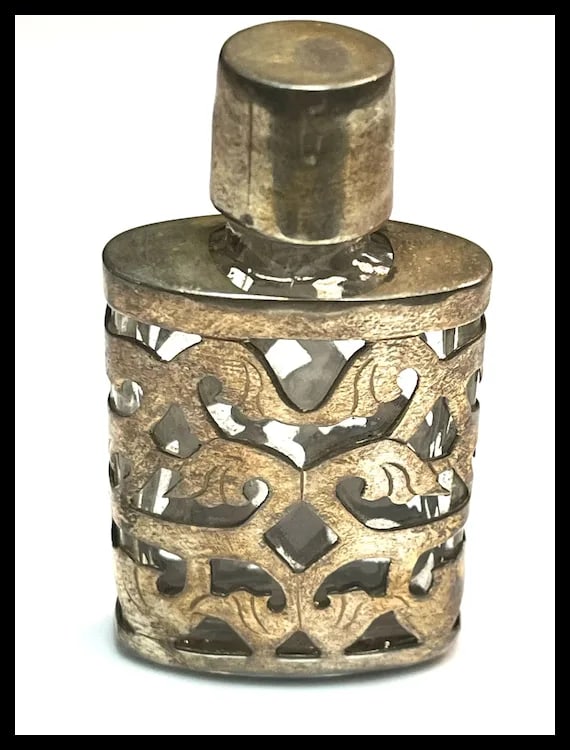 Vintage JJC Mexico Sterling Silver and Glass Perfume Bottle - 2