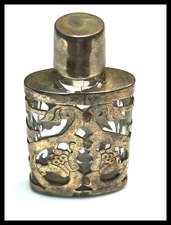 Vintage JJC Mexico Sterling Silver and Glass Perfume Bottle - 3