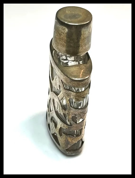 Vintage JJC Mexico Sterling Silver and Glass Perfume Bottle - 4
