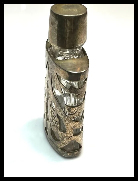 Vintage JJC Mexico Sterling Silver and Glass Perfume Bottle - 5