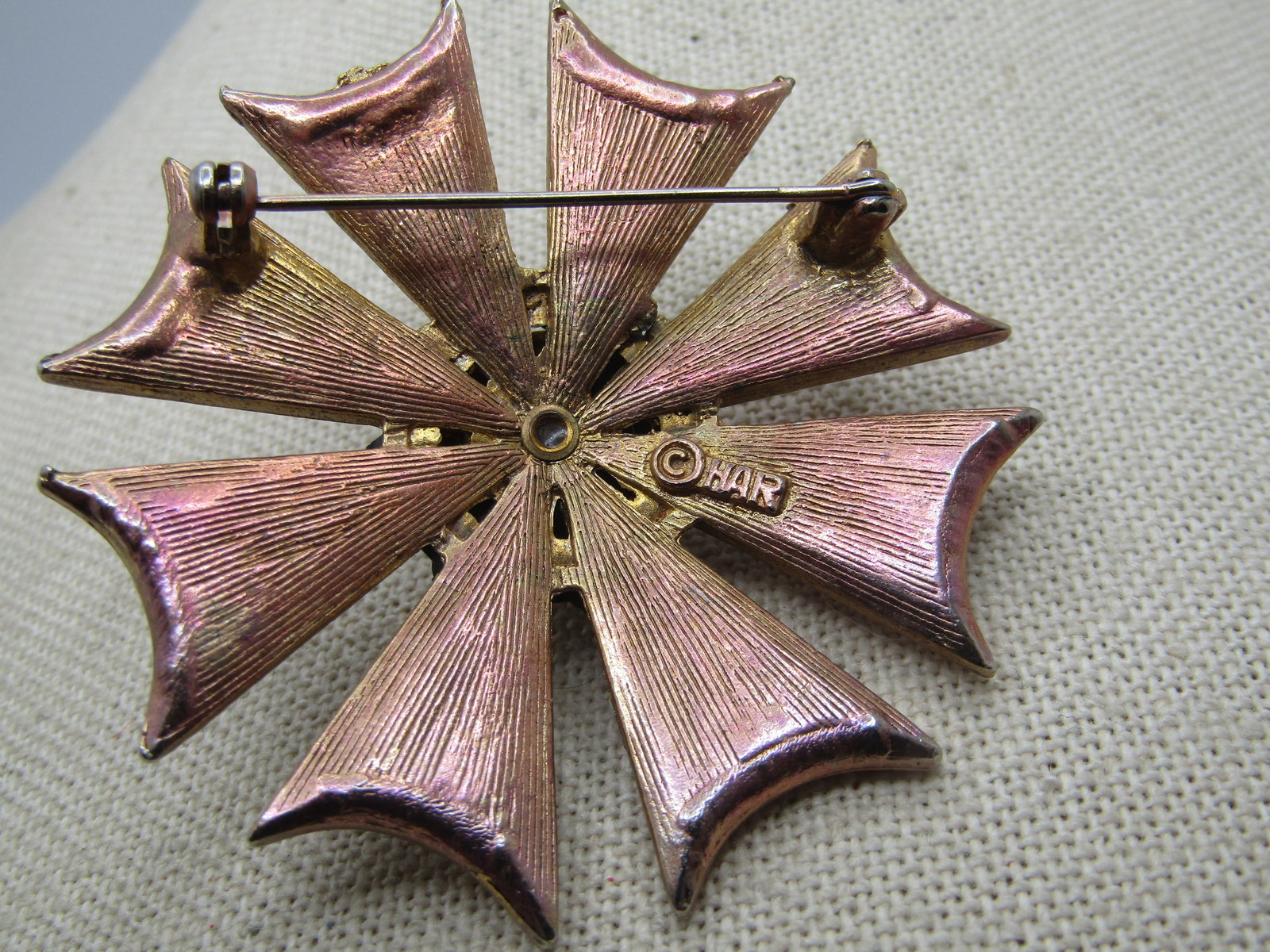 Vintage HAR signed Maltese Rhinestone Brooch, Enameled, 2", 1960's - 5