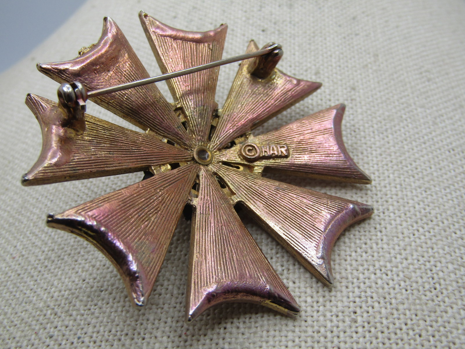 Vintage HAR signed Maltese Rhinestone Brooch, Enameled, 2", 1960's - 6
