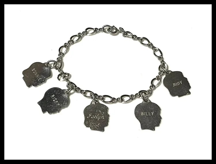 Vintage Mother's Charm Bracelet with Children Boy and Girl Charms - 2
