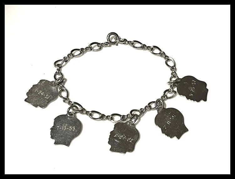 Vintage Mother's Charm Bracelet with Children Boy and Girl Charms - 3