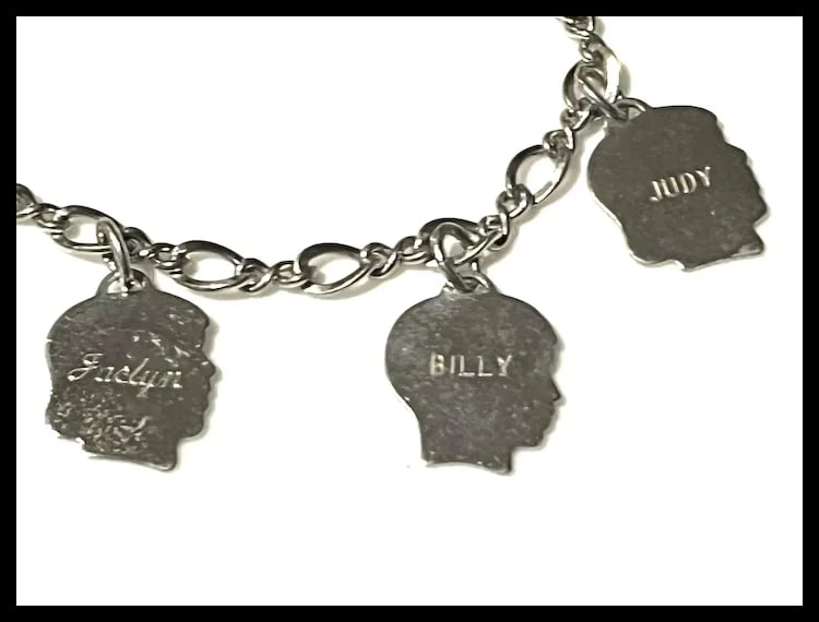 Vintage Mother's Charm Bracelet with Children Boy and Girl Charms - 4