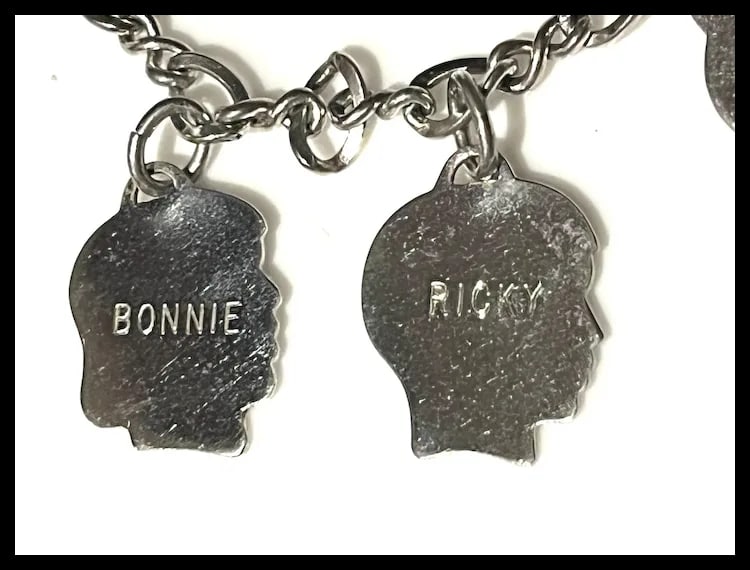 Vintage Mother's Charm Bracelet with Children Boy and Girl Charms - 5