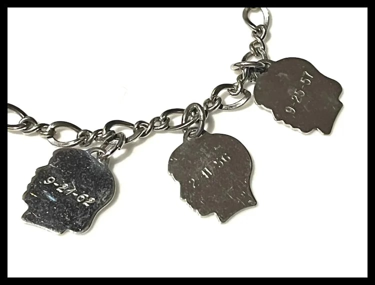 Vintage Mother's Charm Bracelet with Children Boy and Girl Charms - 7