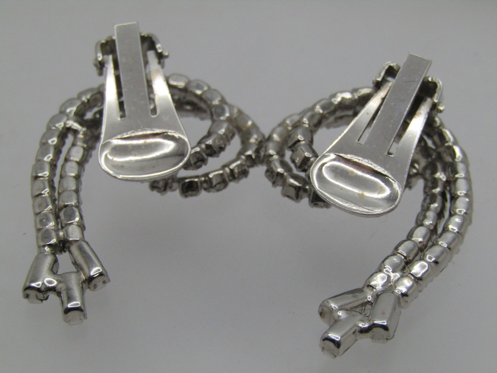 Vintage Rhinestone Double Coiled Earrings, Clip, 1960's-1980's - 6