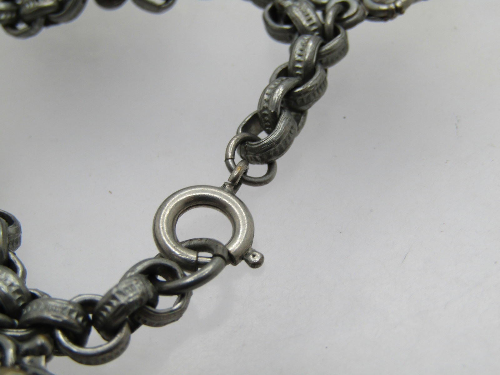 Vintage Faux Locket Charm Bracelet, 7.25", 1940's - 6