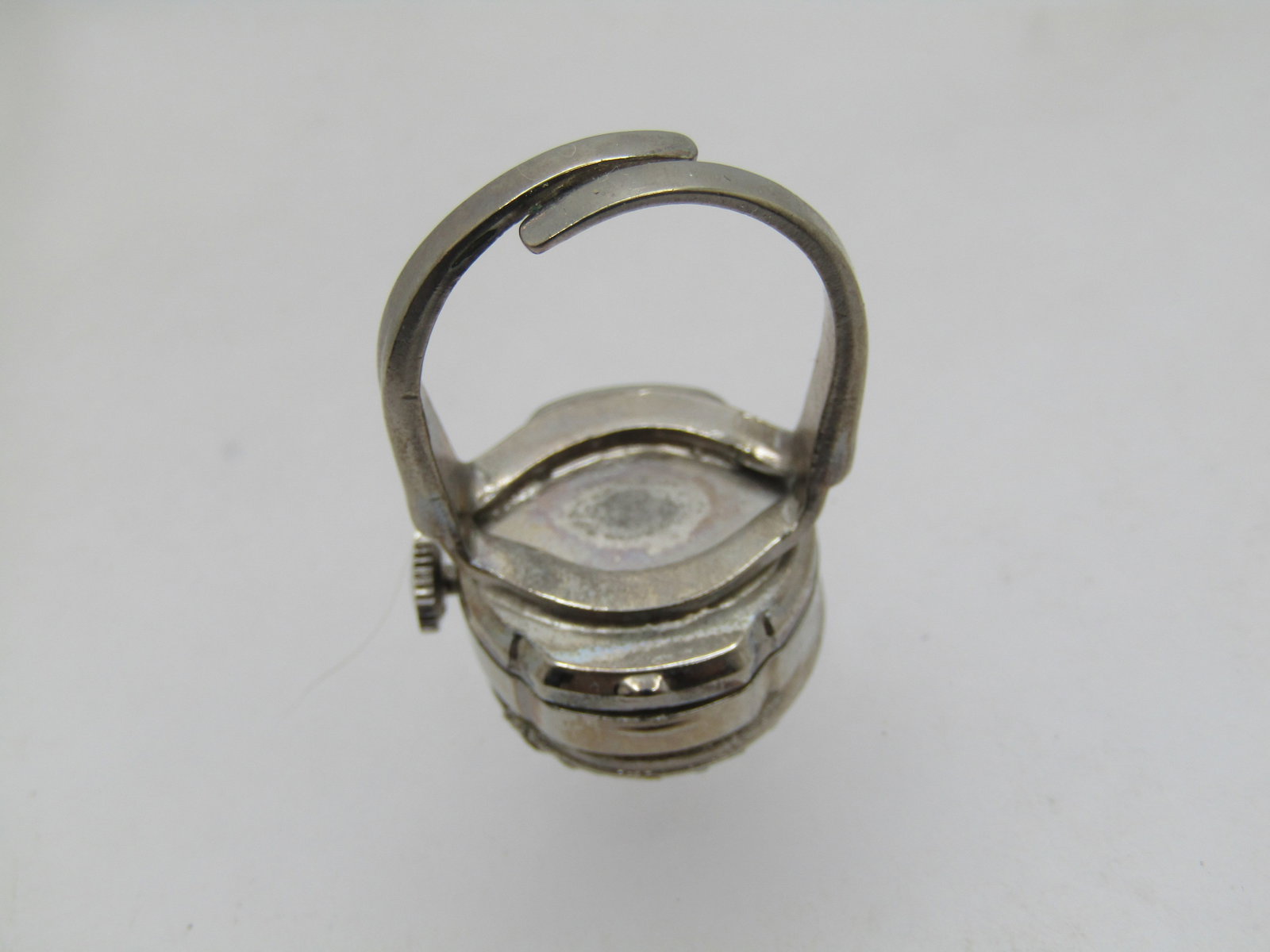 Vintage Lucerne Rhinestone Watch Ring, Adjustable, WORKS, 21 Jewels, 1980's - 4