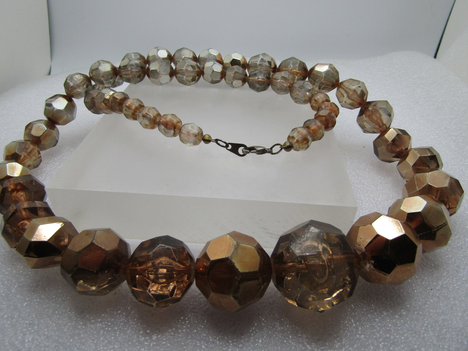 Vintage Metallic Faceted Beaded Necklace, 30", 1980's, Honey/Amber Toned - 4