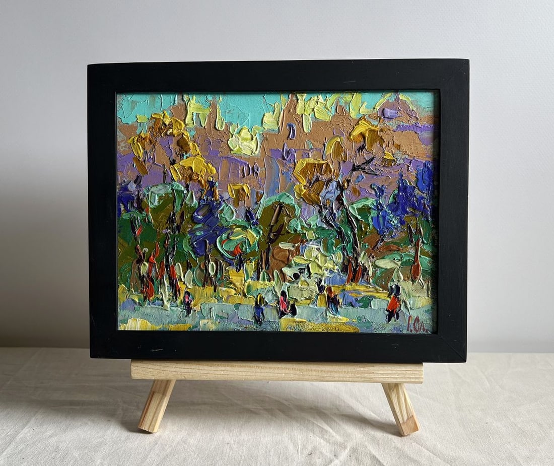 Oil painting Morning bustle of the city Alex Kalenyuk: Title: Oil painting Morning bustle of the city Alex Kalenyuk Description: NoAAA4026This oil painting cardboard, titled "Morning bustle of the city", the artist employs a vibrant and expressive palette