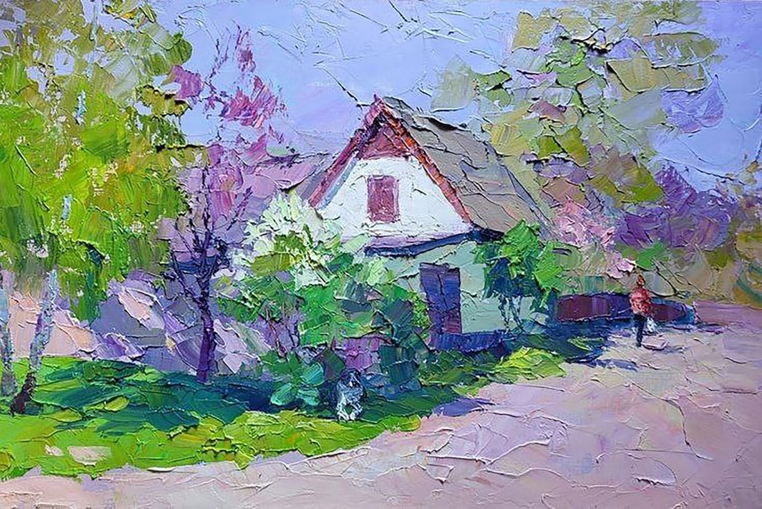 Oil painting White lilac bush Serdyuk Boris Petrovich: Title: Oil painting White lilac bush Serdyuk Boris Petrovich Description: NoSERB 891"White Lilac Bush" is a captivating oil painting that portrays the serene beauty of a summer landscape. The artwork 