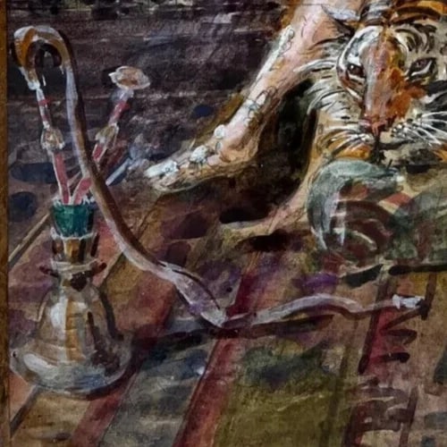 Horace DE CALLIAS (1847-1921) Princess and Tiger - Drawing Antique Original Old - 4
