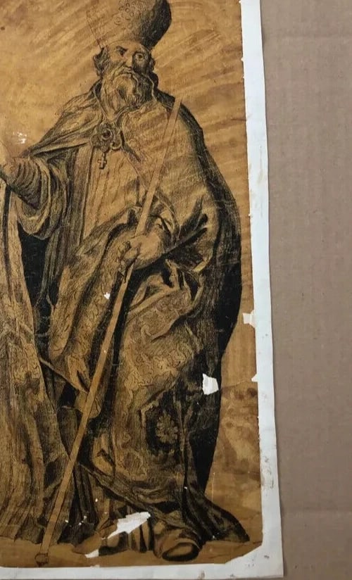 Vintage Drawing Ink 17th century Saint Boniface Cornelis Bloemaert, Religious - 6
