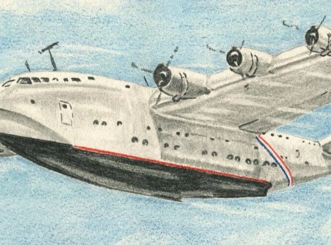 French Pencil Drawing Cartoons Plane Military Antique Original - 6