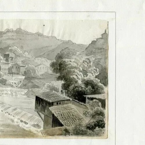 1853 Dated French Ink Drawing Thiers Landscape Antique Original - 5