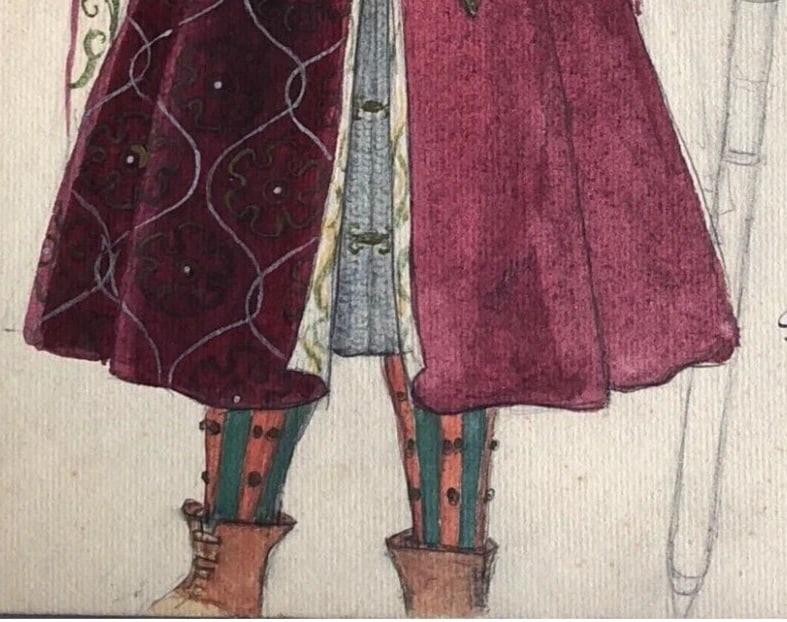 Kugel Benda French Pencil Drawing Georges - Theater Project Costume King - 6
