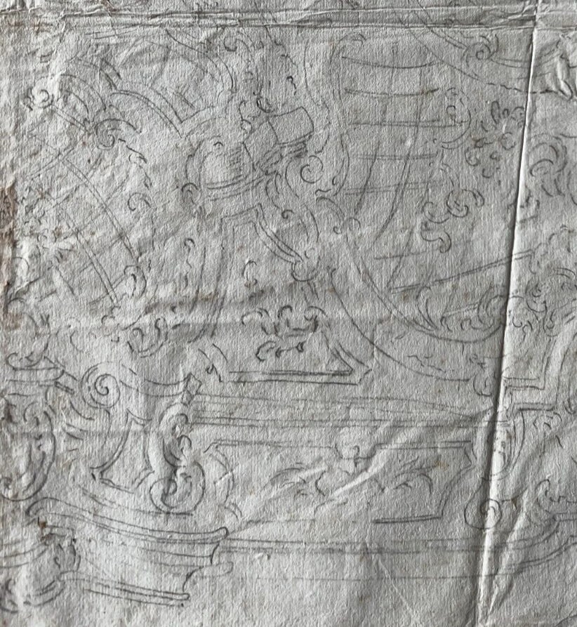18th Century French Pencil Drawing Architecture Decoration Ornamentation - 2