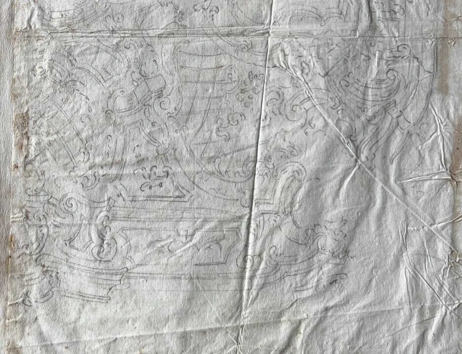 18th Century French Pencil Drawing Architecture Decoration Ornamentation - 3