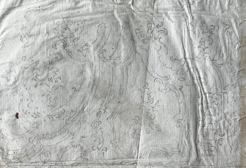 18th Century French Pencil Drawing Architecture Decoration Ornamentation - 4