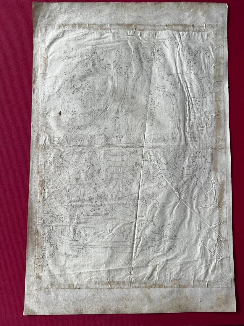 18th Century French Pencil Drawing Architecture Decoration Ornamentation - 6
