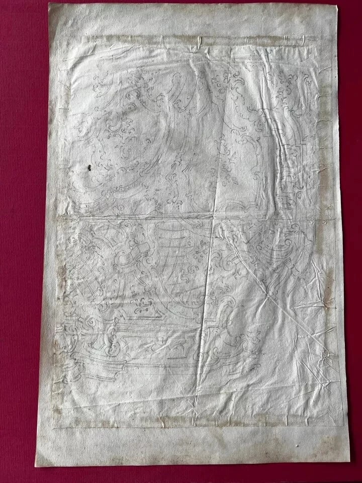 18th Century French Pencil Drawing Architecture Decoration Ornamentation - 7