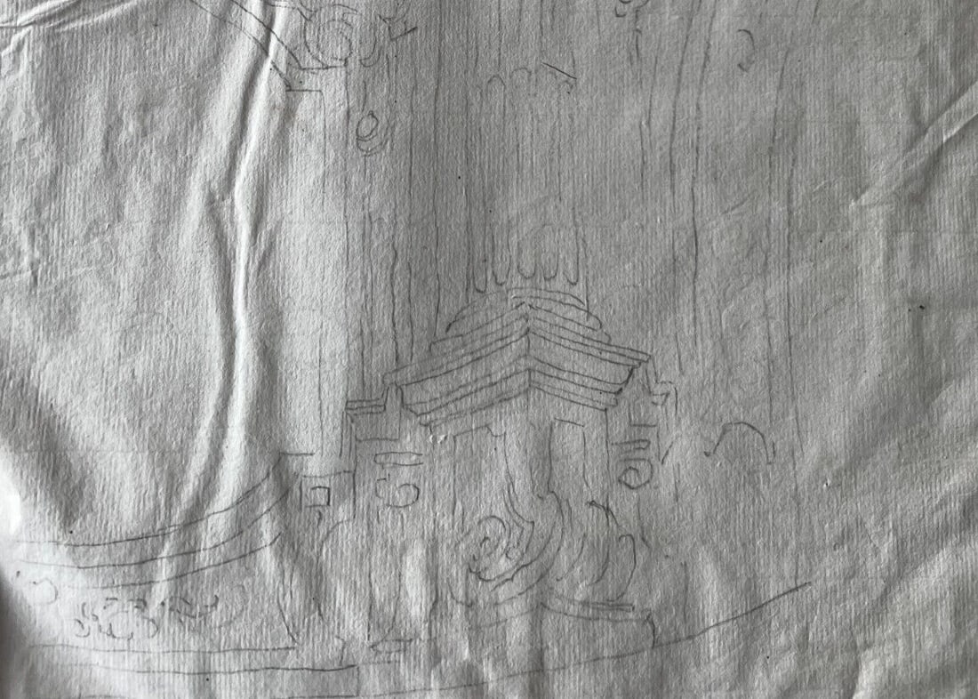 18th Century French Pencil Drawing Architecture Decoration Ornamentation - 3