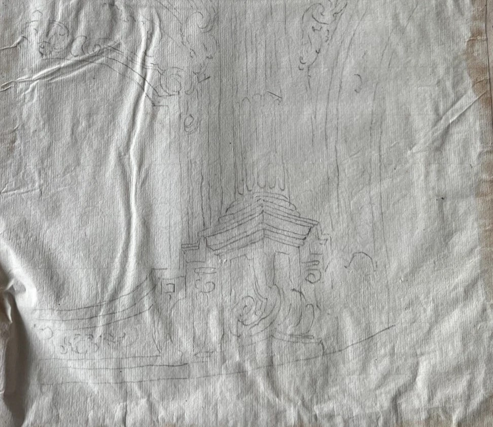 18th Century French Pencil Drawing Architecture Decoration Ornamentation - 4