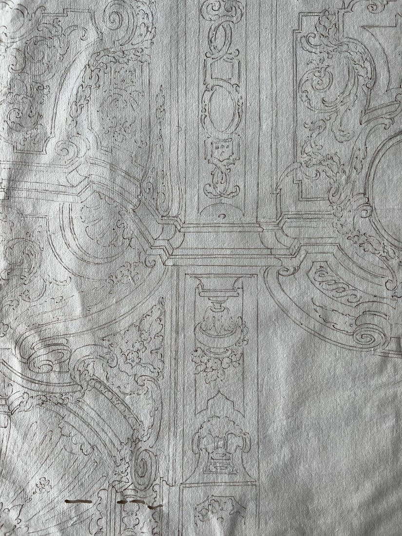 18th Century French Pencil Drawing Architecture Decoration Ornamentation - 2