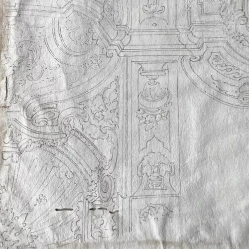 18th Century French Pencil Drawing Architecture Decoration Ornamentation - 6