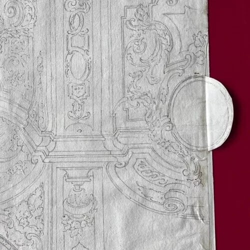 18th Century French Pencil Drawing Architecture Decoration Ornamentation - 7