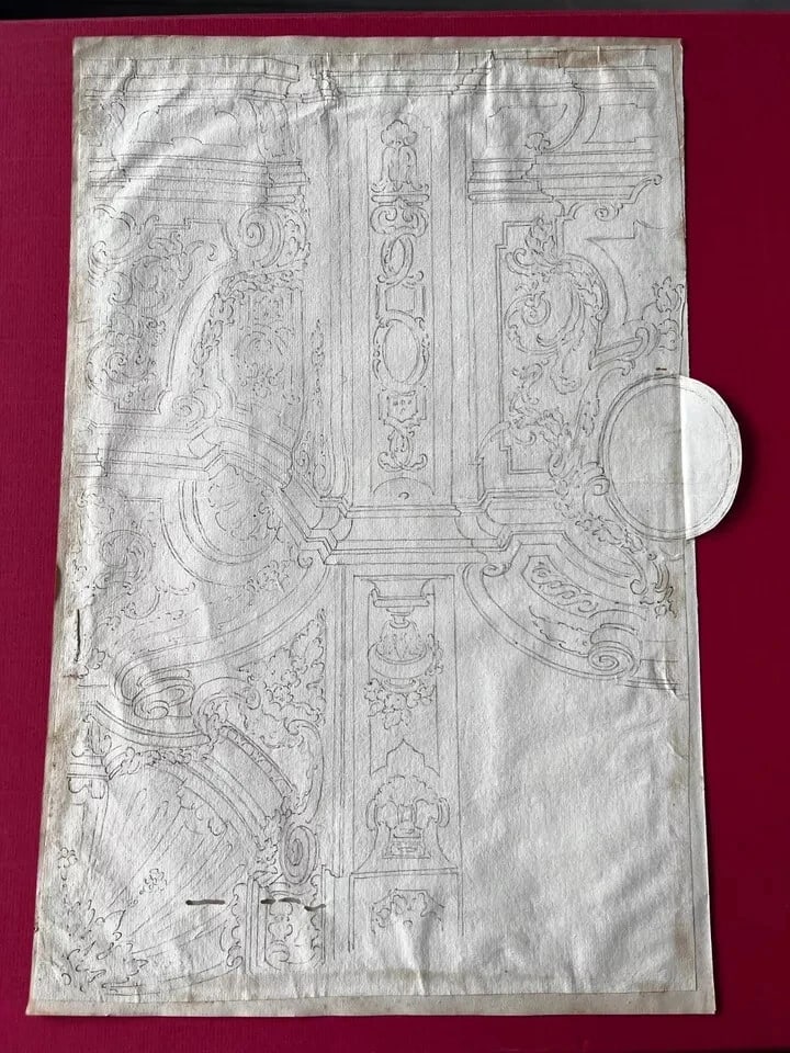 18th Century French Pencil Drawing Architecture Decoration Ornamentation - 8