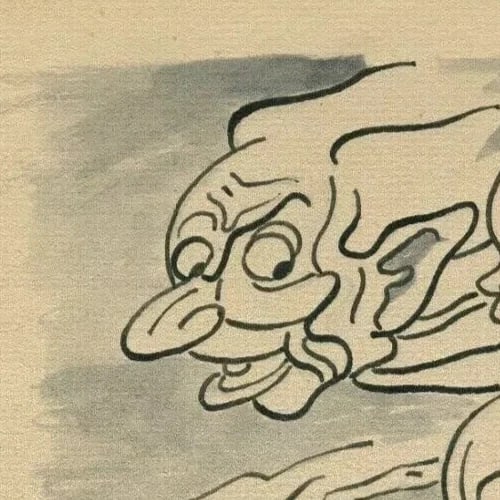 19th Century Ink Drawing Portrait Caricature Faces Figures Vintage Original - 2