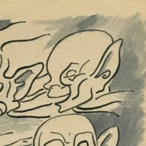 19th Century Ink Drawing Portrait Caricature Faces Figures Vintage Original - 3