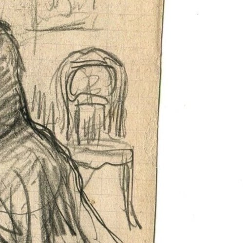 French Pencil Drawing Women Figures Sitting Signed Antique Original - 6