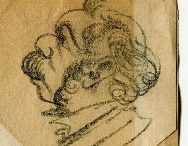 French Pencil Drawing Man Portrait on a Bike, Caricatures - Modern - 7
