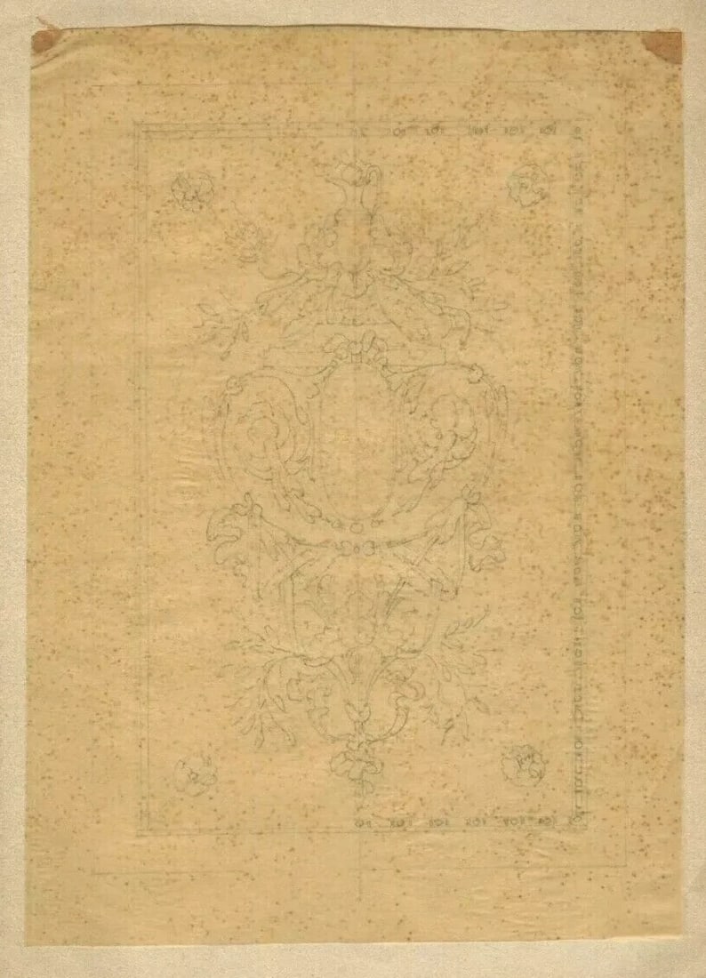 Architecture, Flowers, Decoration Drawing Vintage Pencil Original Art Nouveau - 4