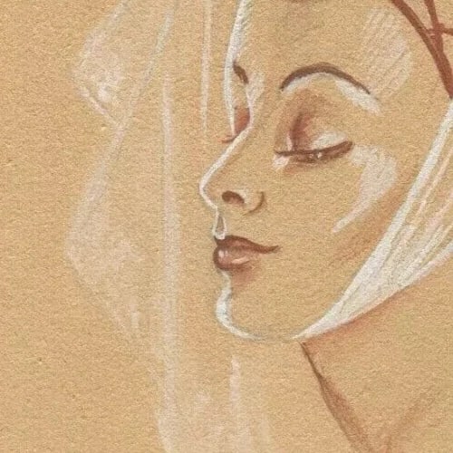 19th Century Red Chalk Drawing Woman Portrait Princess Figure Antique Signed - 2