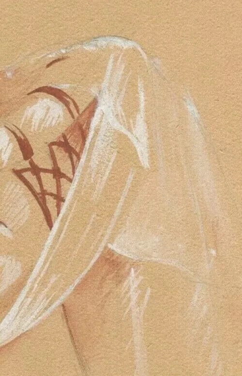 19th Century Red Chalk Drawing Woman Portrait Princess Figure Antique Signed - 4