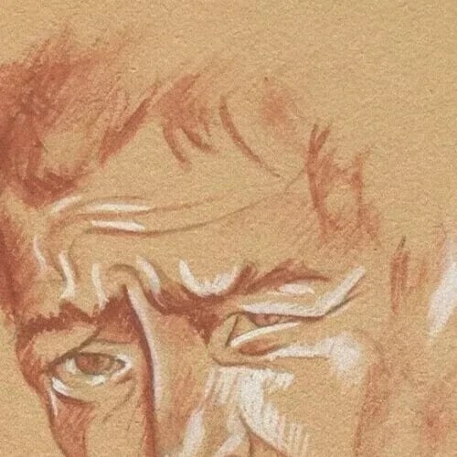 French Pencil Drawing Young Handsome Gift Red Man Portrait, Figure - 4