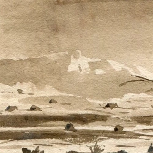 French Ink Drawing Landscape, Boat, Seascape Antique Original 19th century - 6