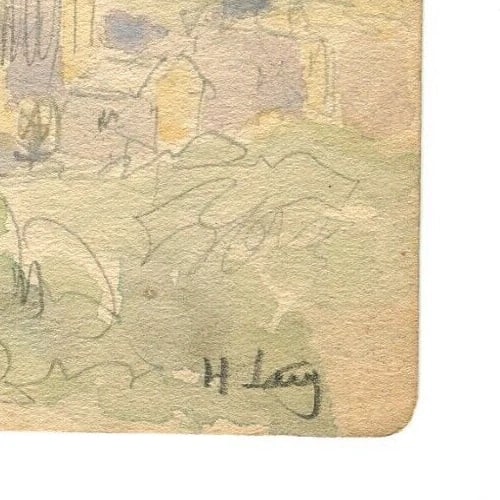 1910 Dated French Pencil Drawing Mountain Landscape with Village circa Signed - 7
