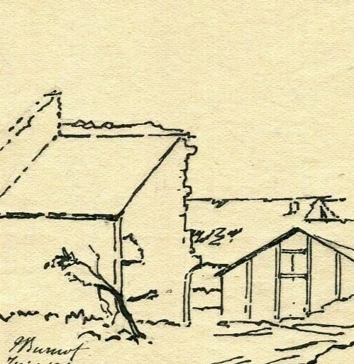 French Ink Drawing Champenoux Landscape Antique Original - 3