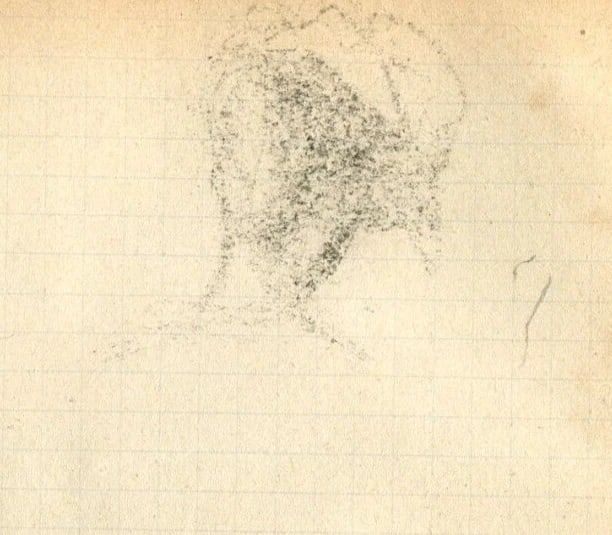 French Pencil Drawing Man sitting Down Sketch Signed Antique - 5