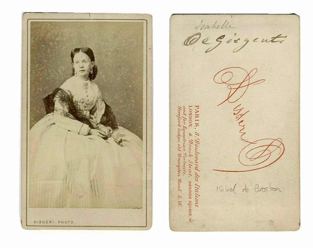 CDV Photo – Princess Isabelle de Bourbon – Disdéri, Paris Royal Portrait 1865 - 4